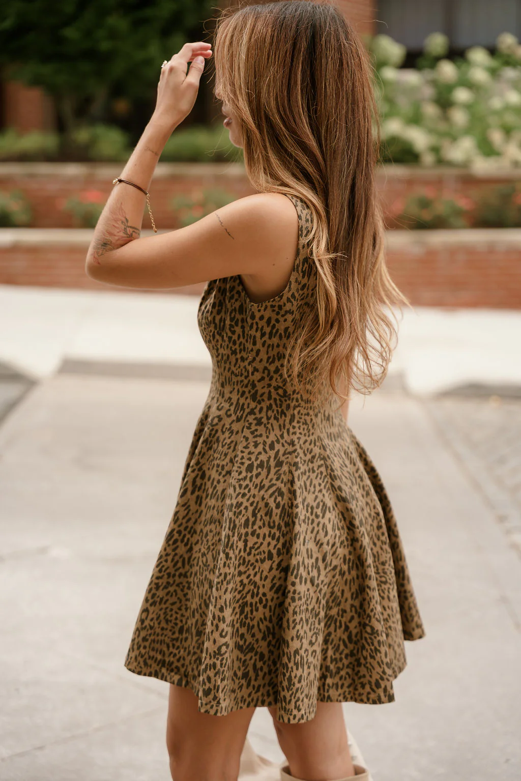 Kennedy Leopard Denim Flared Mini Dress - Image 4