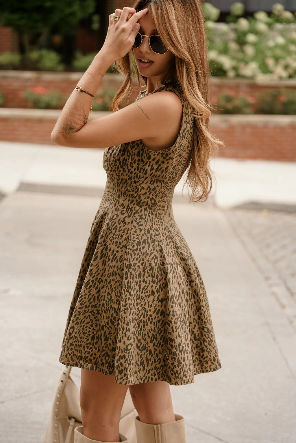 Kennedy Leopard Denim Flared Mini Dress - Image 5