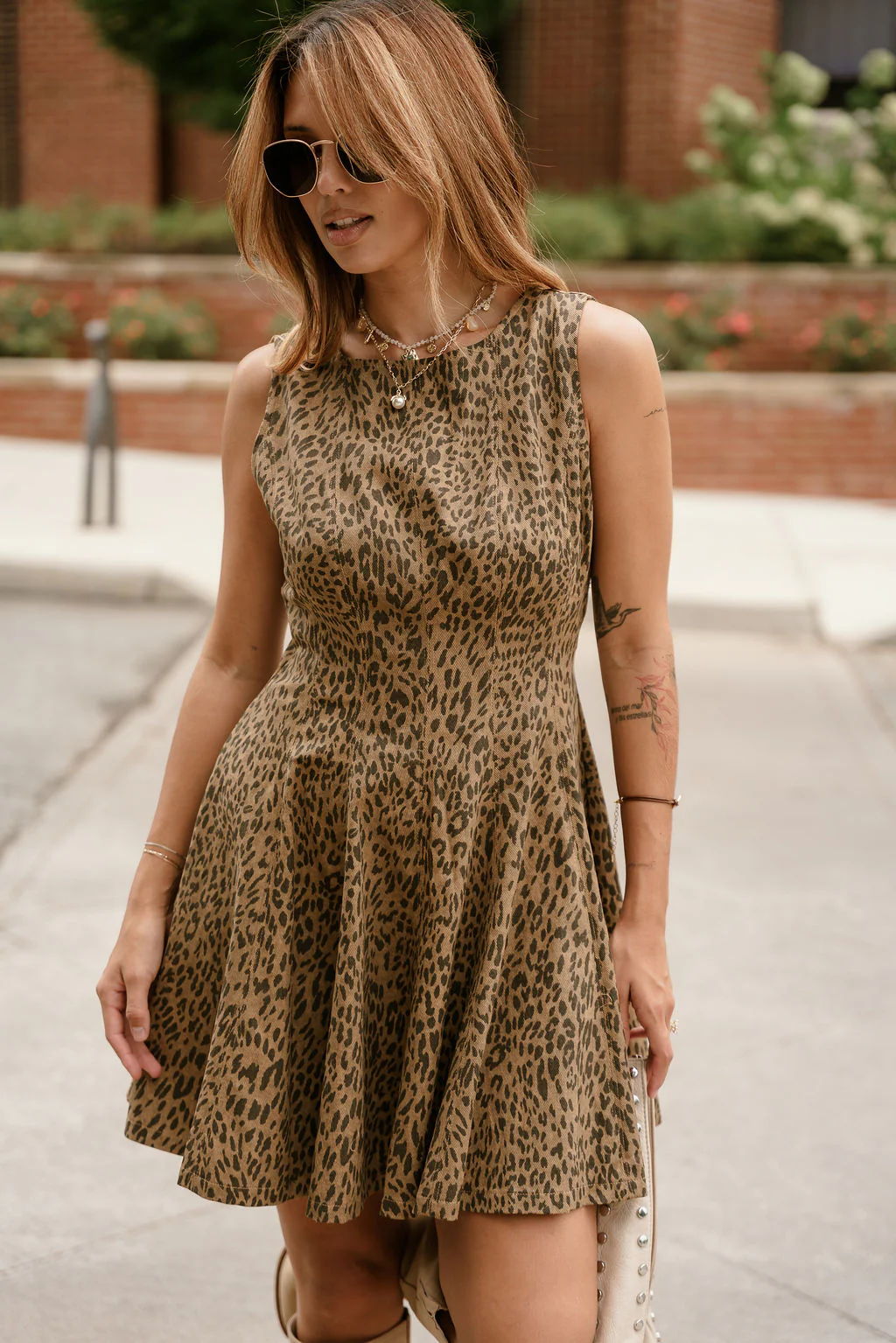 Kennedy Leopard Denim Flared Mini Dress - Image 7