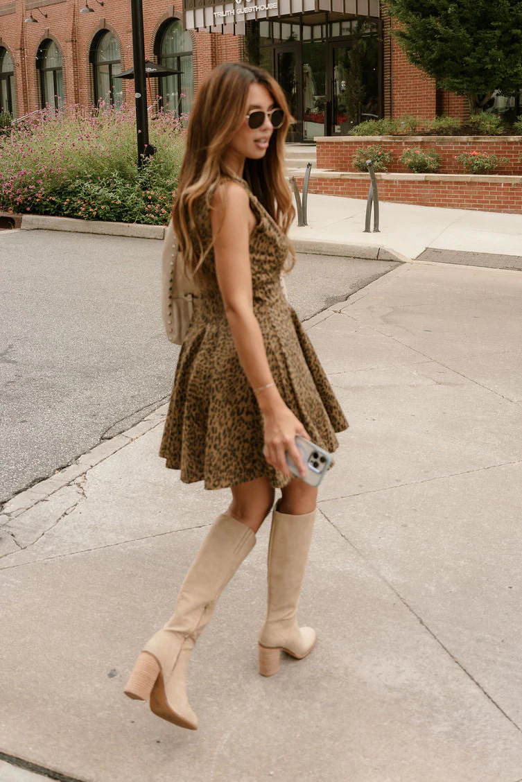 Kennedy Leopard Denim Flared Mini Dress - Image 8