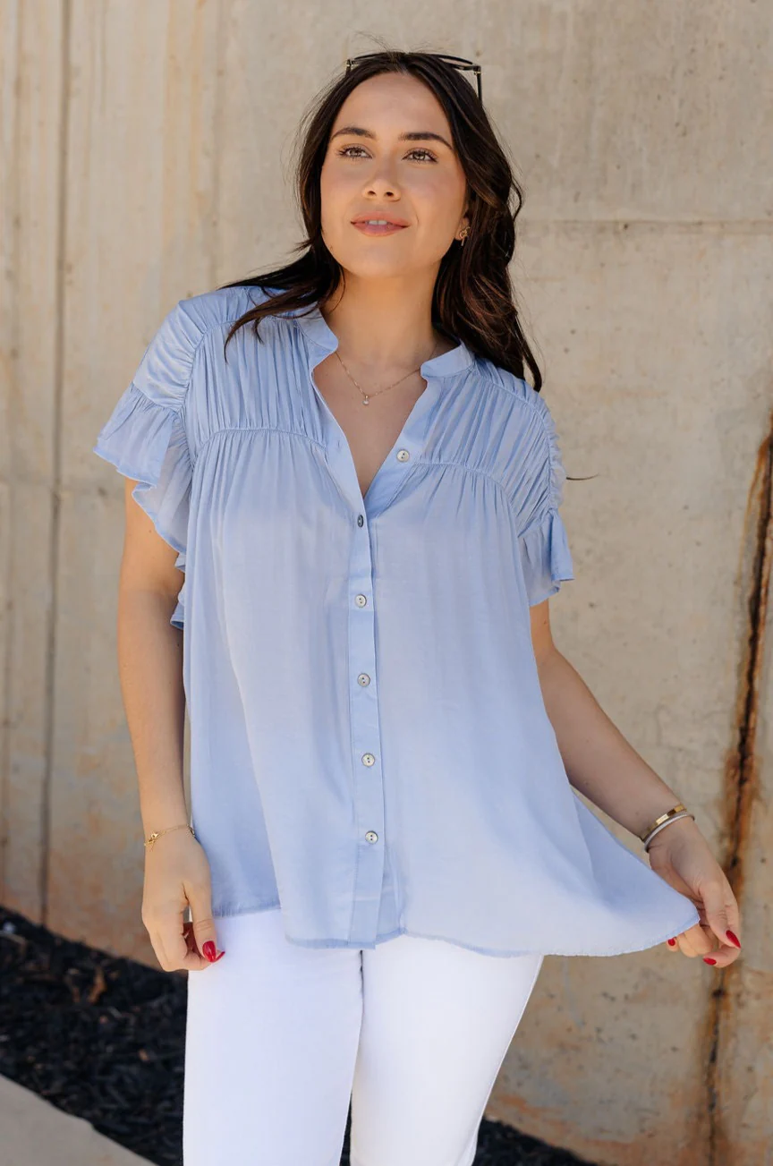 Kennedy Light Blue Button-Up Top - Image 2