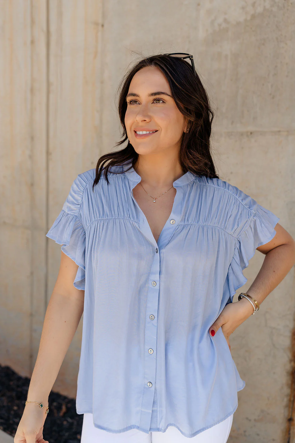 Kennedy Light Blue Button-Up Top - Image 3