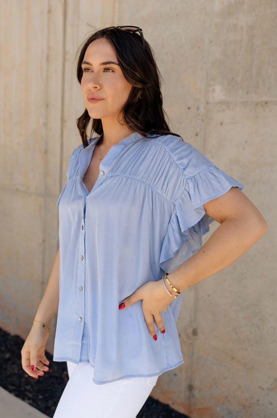 Kennedy Light Blue Button-Up Top - Image 4