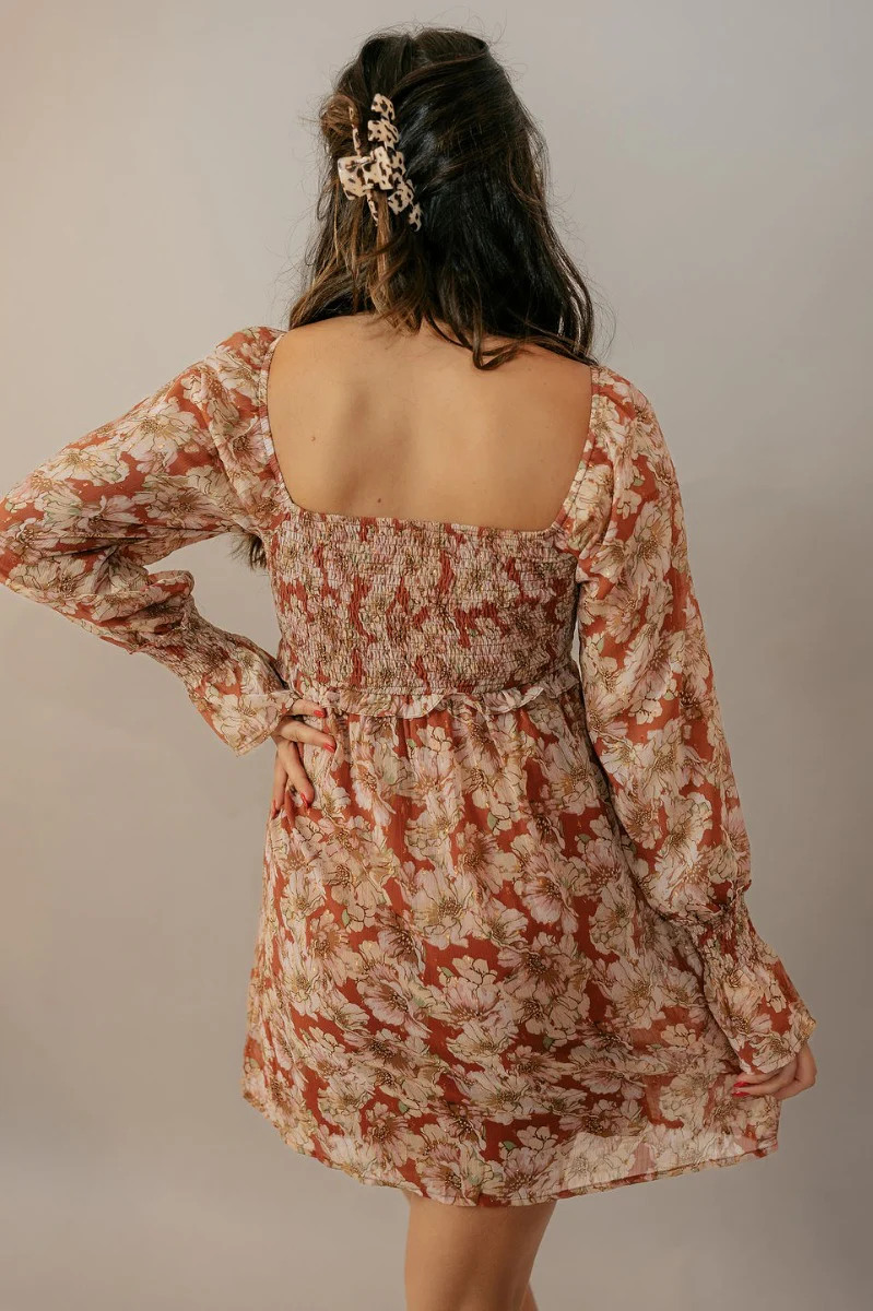Kennedy Multi Floral Long Sleeve Mini Dress - Image 6