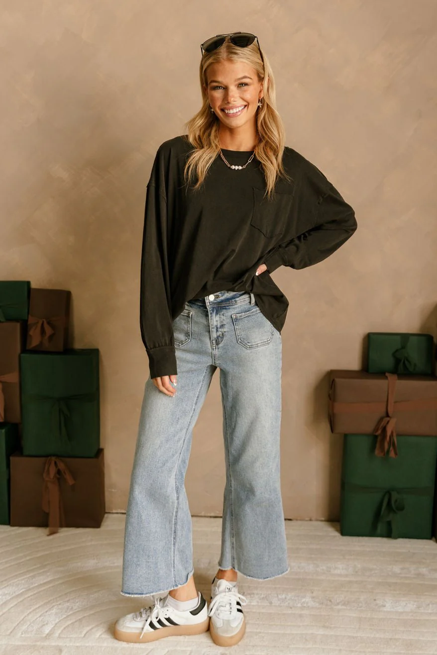 Kennedy Washed Black Pocket Thermal Top - Image 2