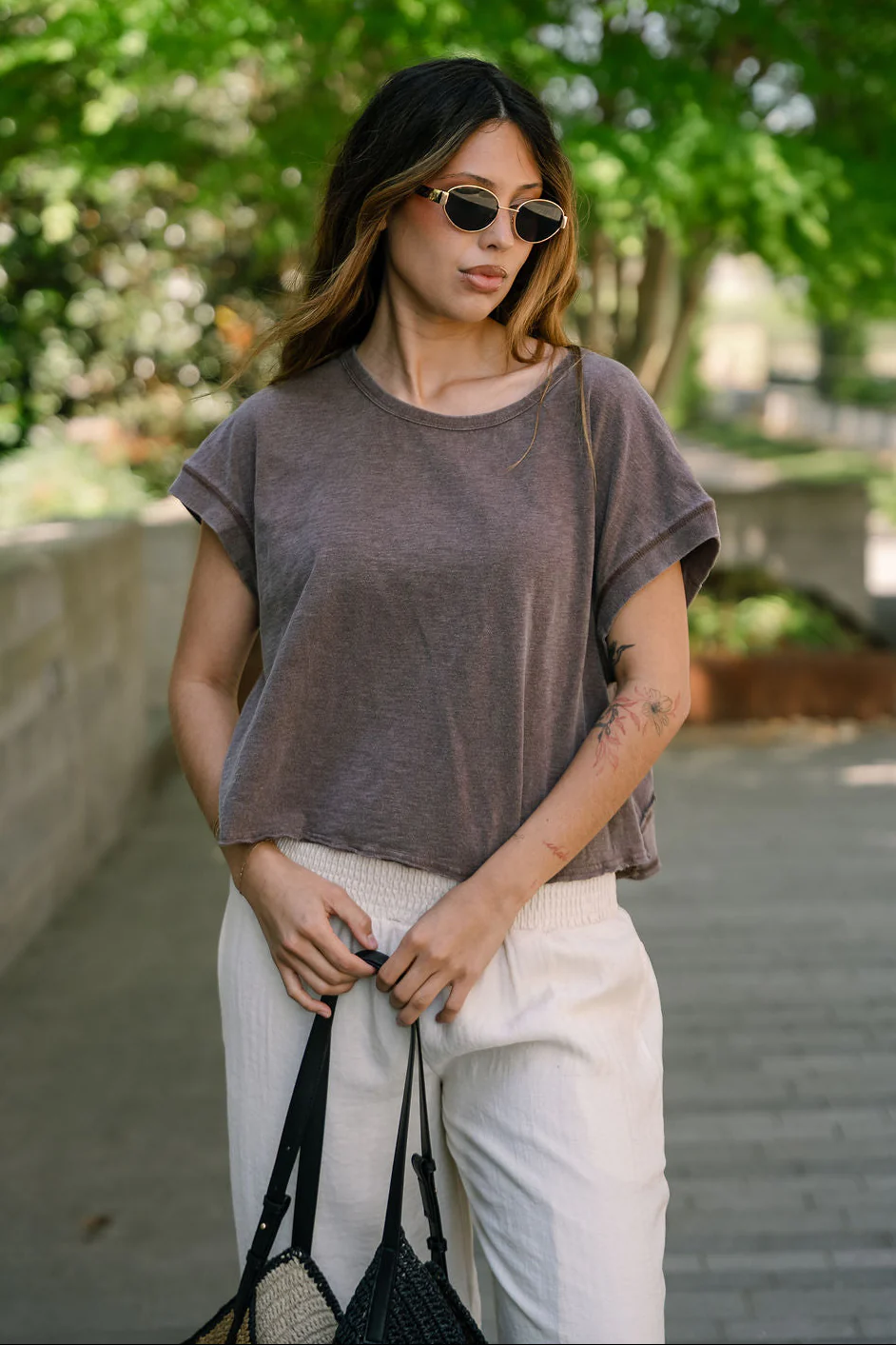 Kennedy Washed Brown Open Back Tee - Image 3