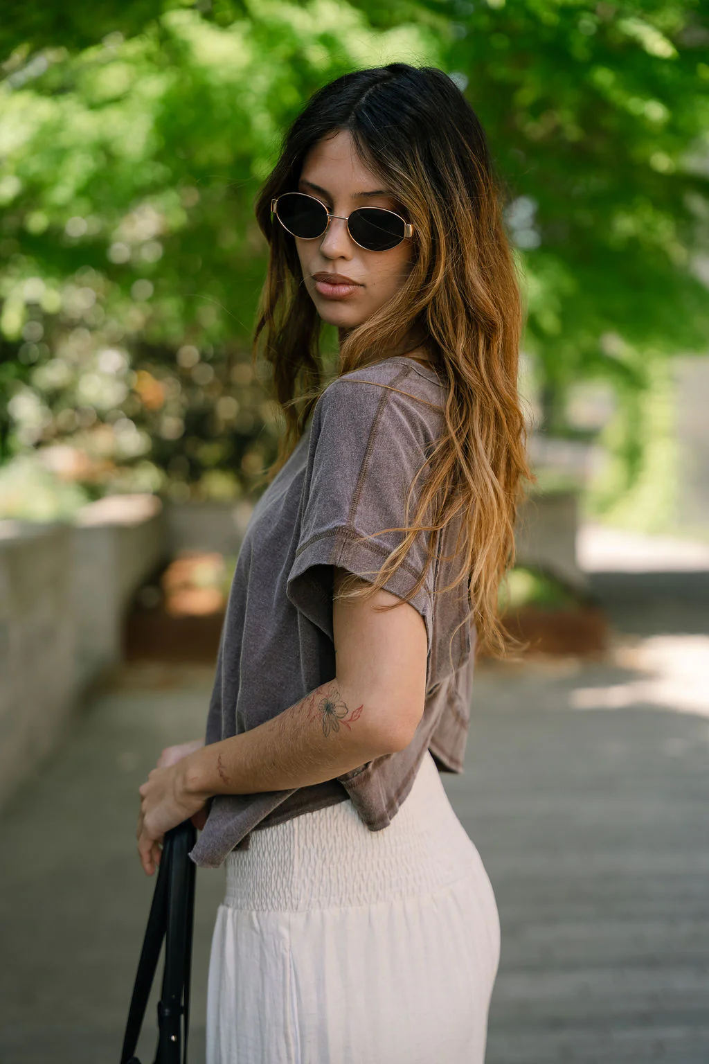 Kennedy Washed Brown Open Back Tee - Image 4
