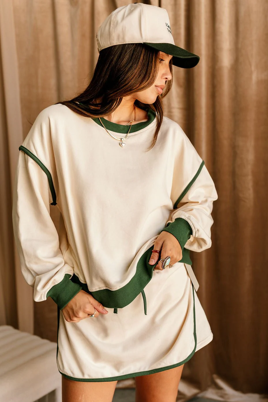 Kerri Ecru & Green Sweatshirt