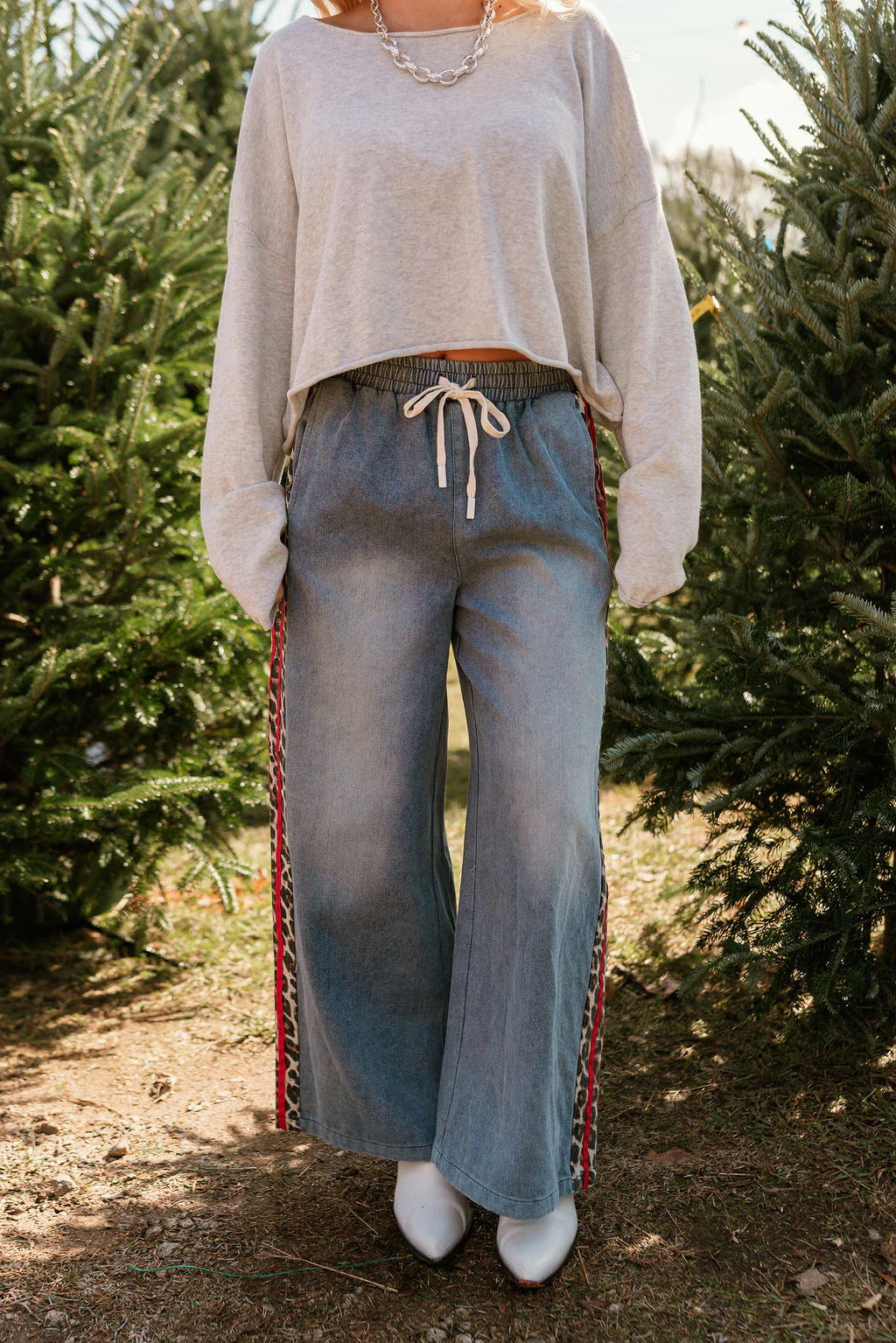 Khloe Cheetah & Red Denim Wide Leg Jeans - Image 5