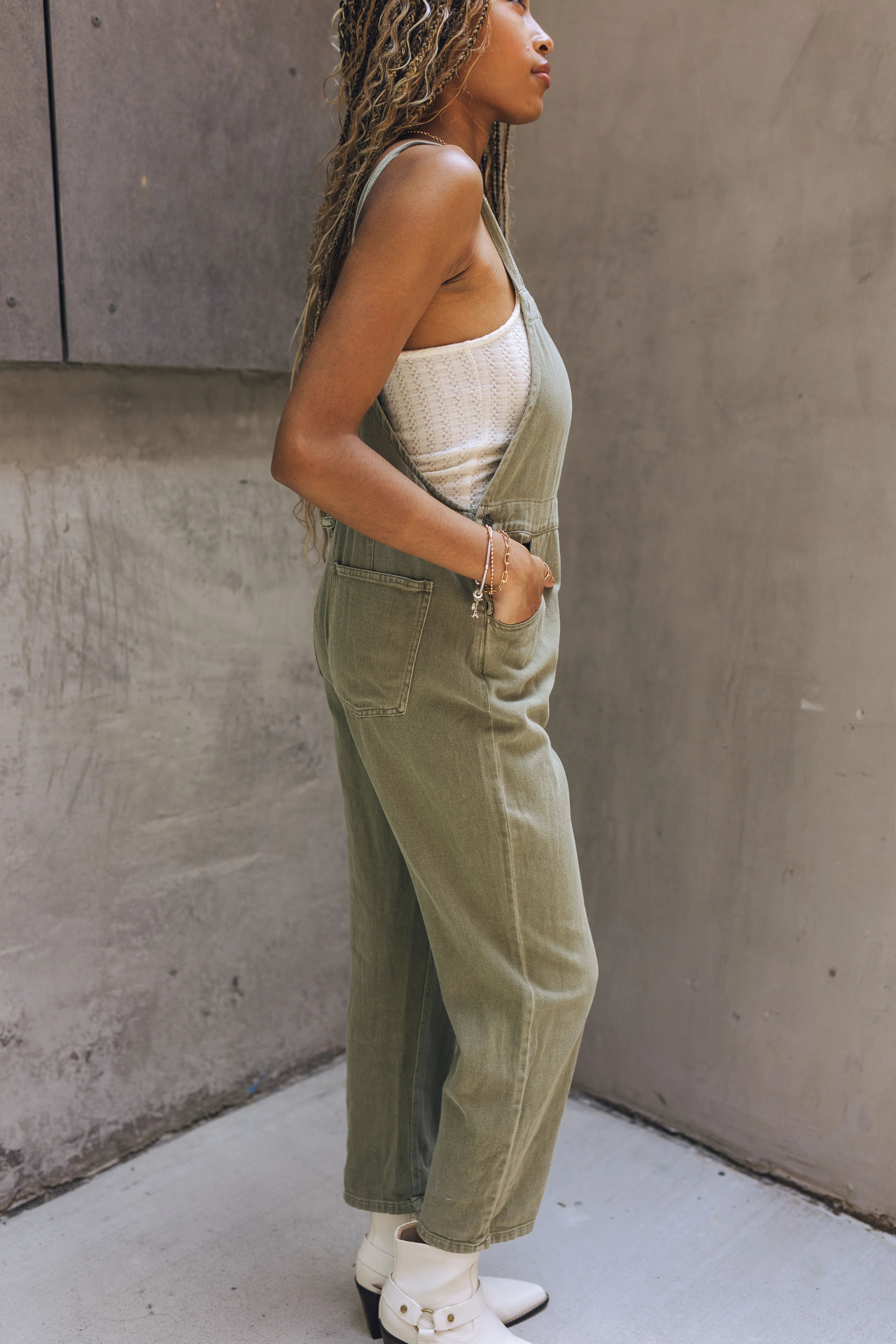 Khloe Olive Denim Jumpsuit - Image 2