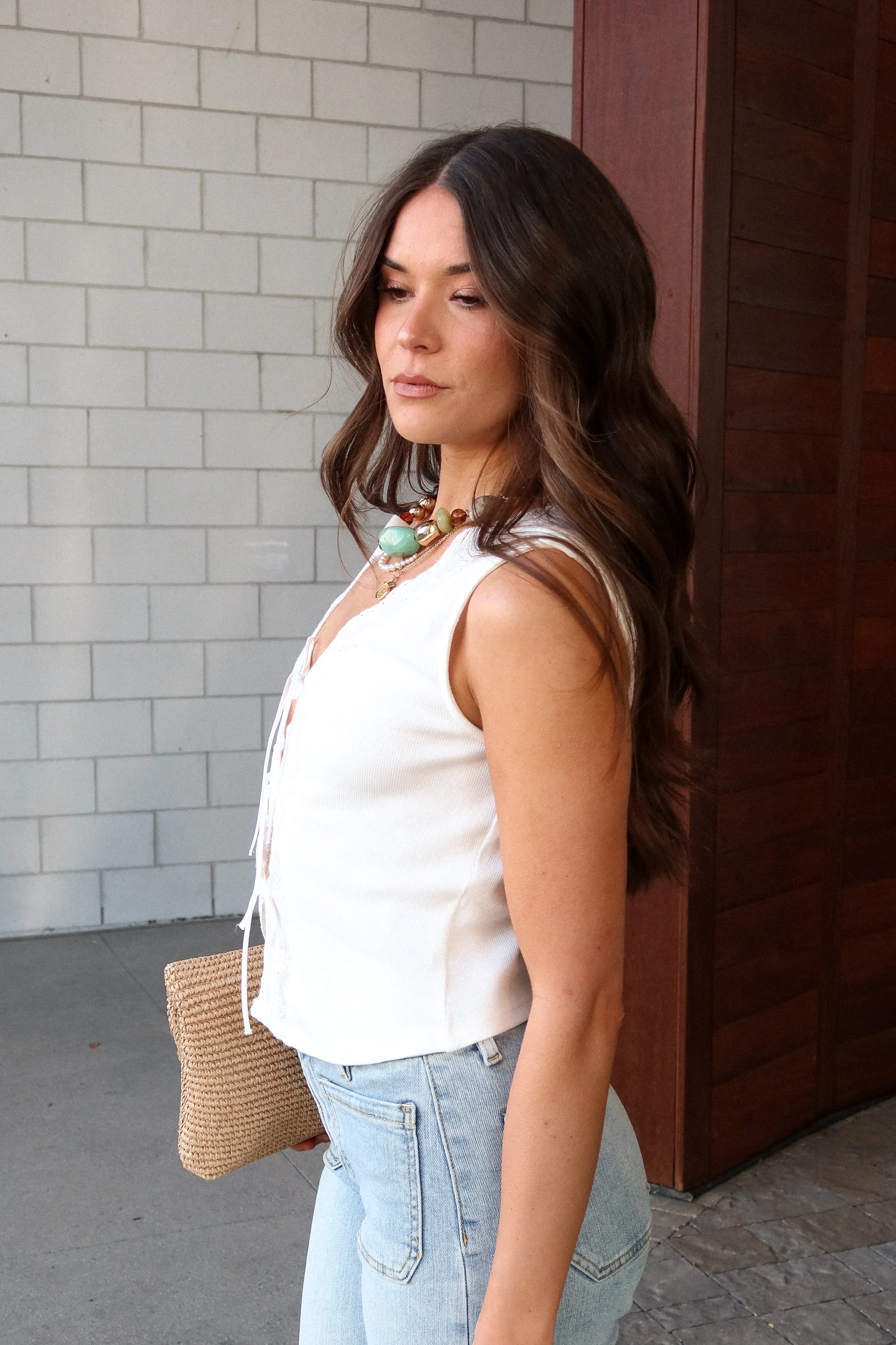 Khloe White Eyelet Lace Front Ties Tank - Image 3