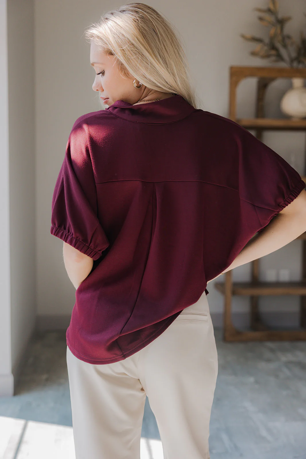 Kiara Deep Burgundy Short Sleeve Top - Image 10