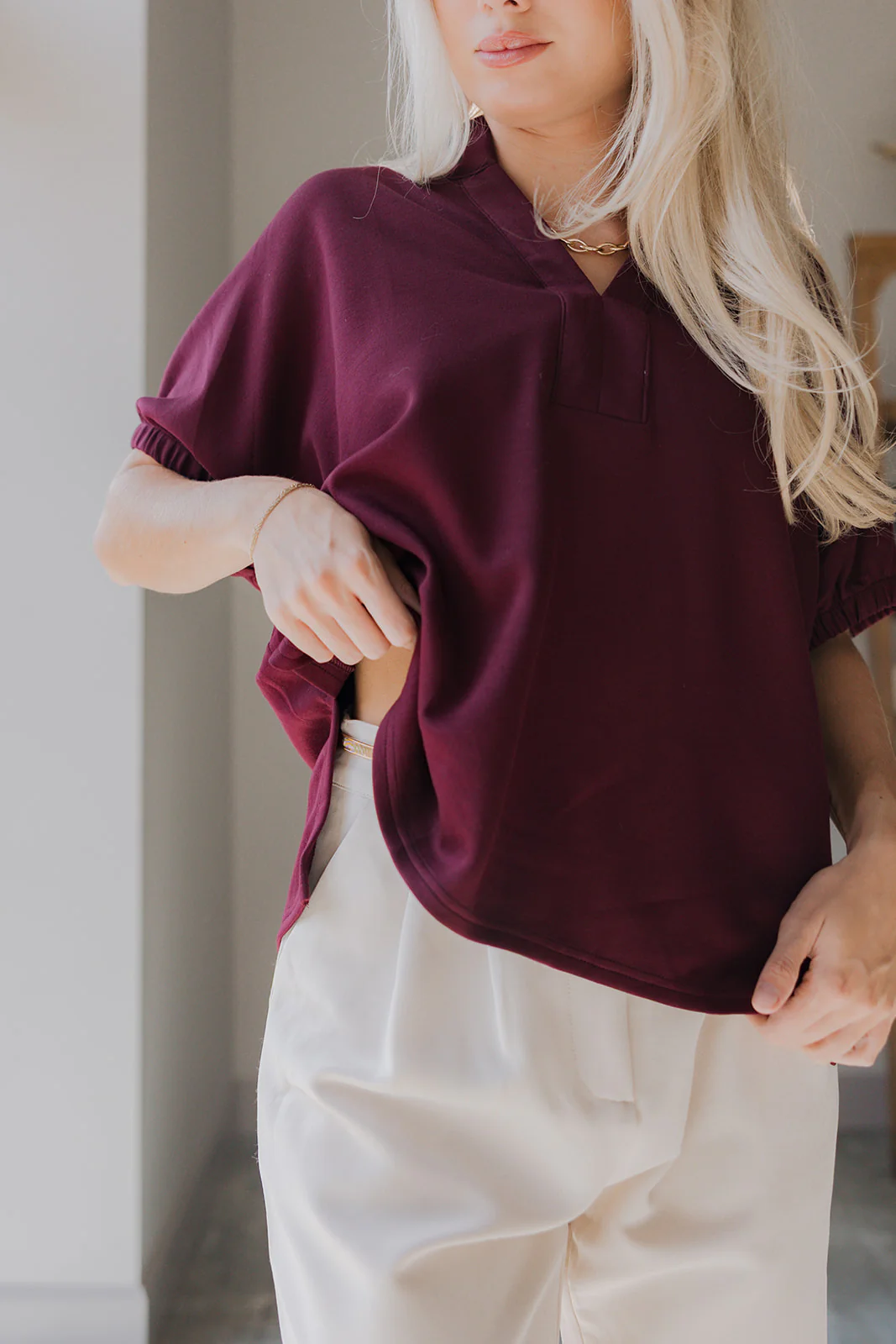 Kiara Deep Burgundy Short Sleeve Top - Image 5