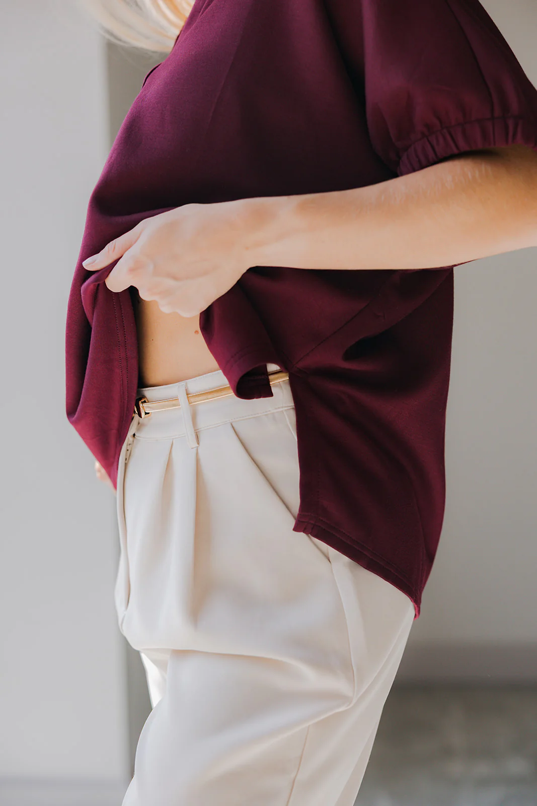 Kiara Deep Burgundy Short Sleeve Top - Image 9