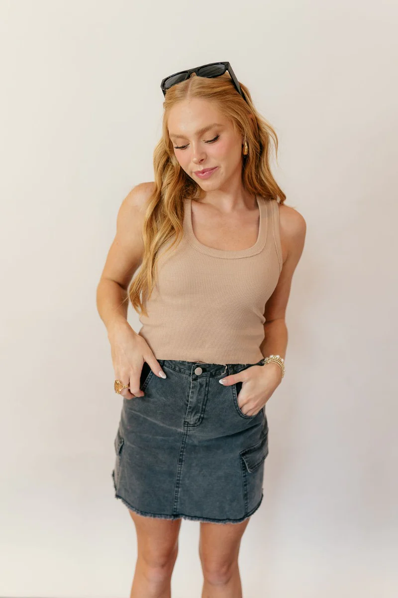 Kimber Black Denim Cargo Mini Skirt - Image 2