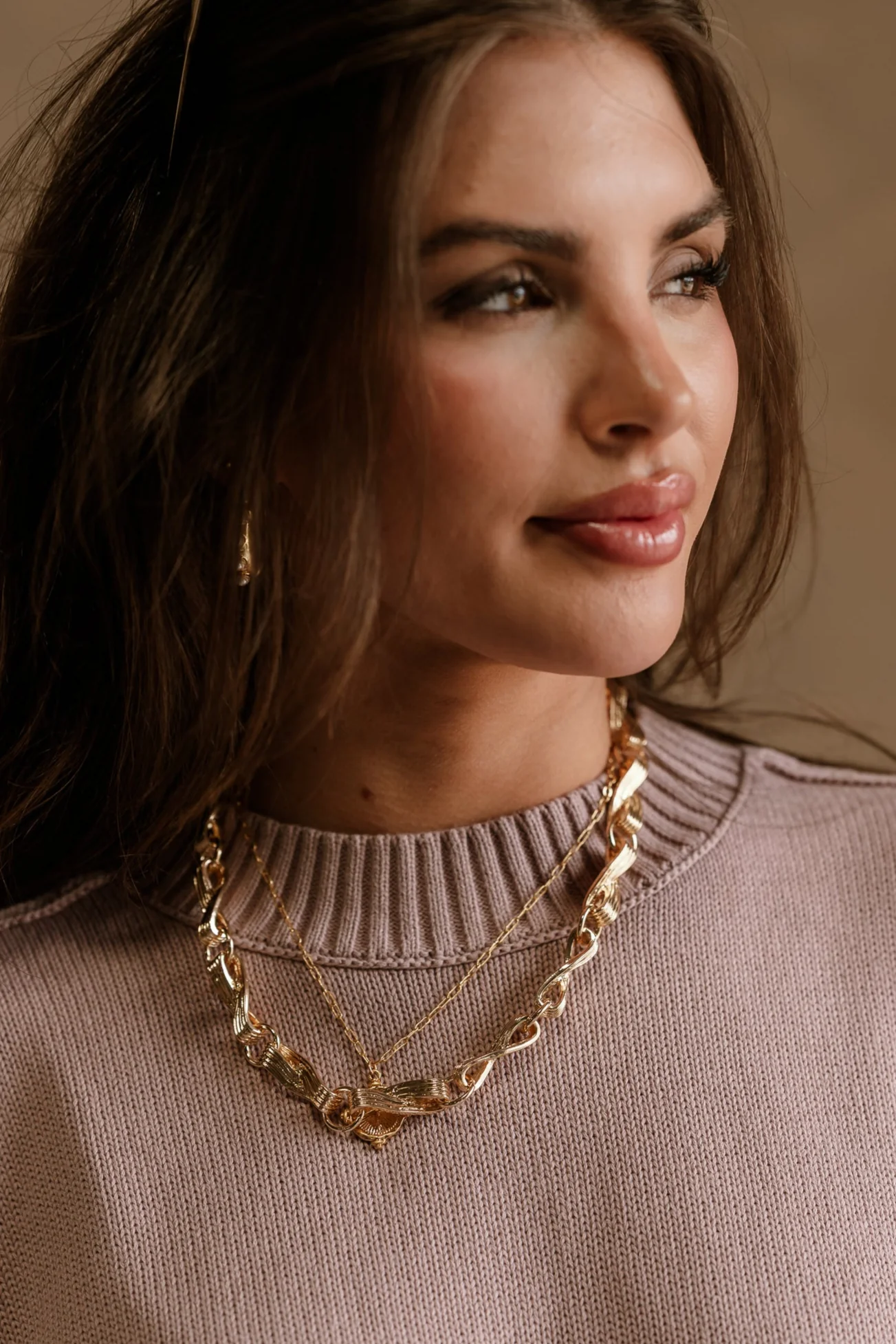 Kimber Gold Ribbed Twist Chain Necklace - Image 3