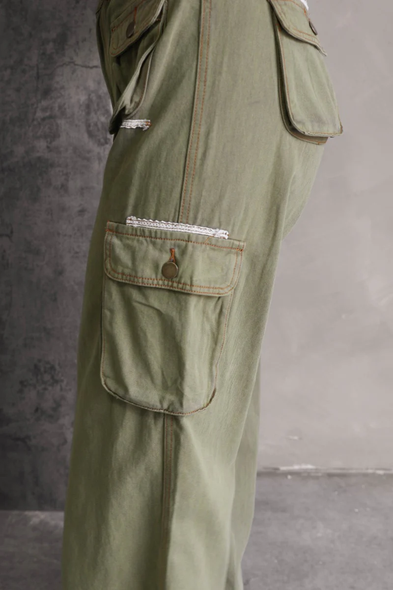 Kimberly Olive Wide Leg Cargo Pants - Image 6
