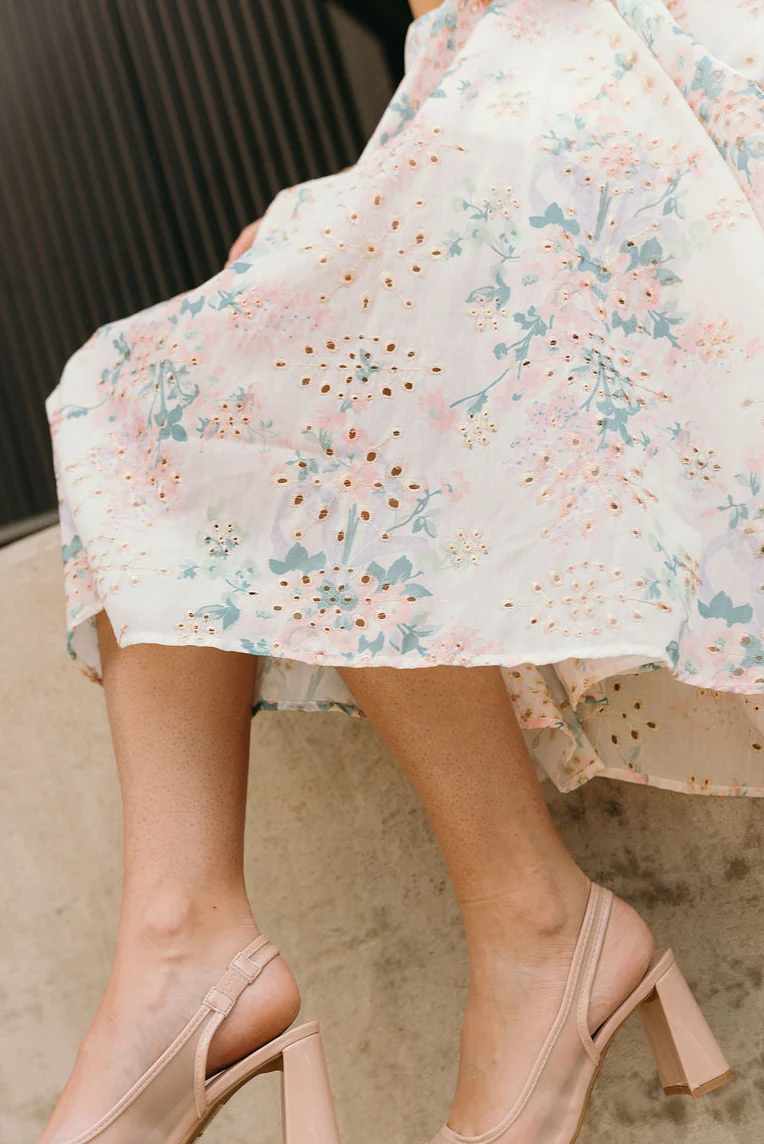 Kimmie Cream Floral Strapless Midi Dress - Image 11