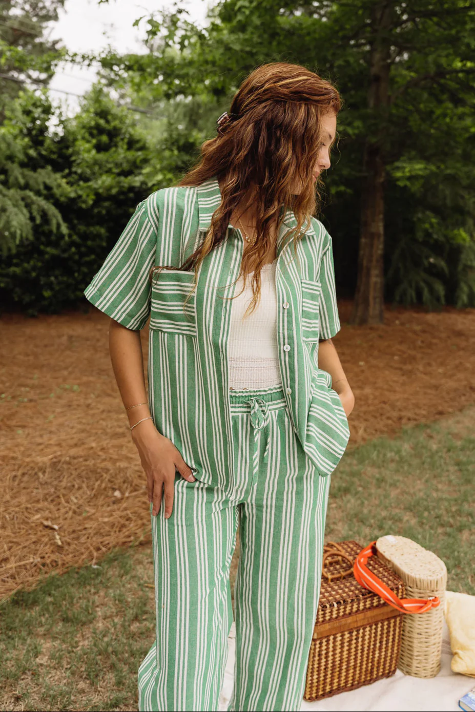 Kimmy Green & Off White Striped Top - Image 2
