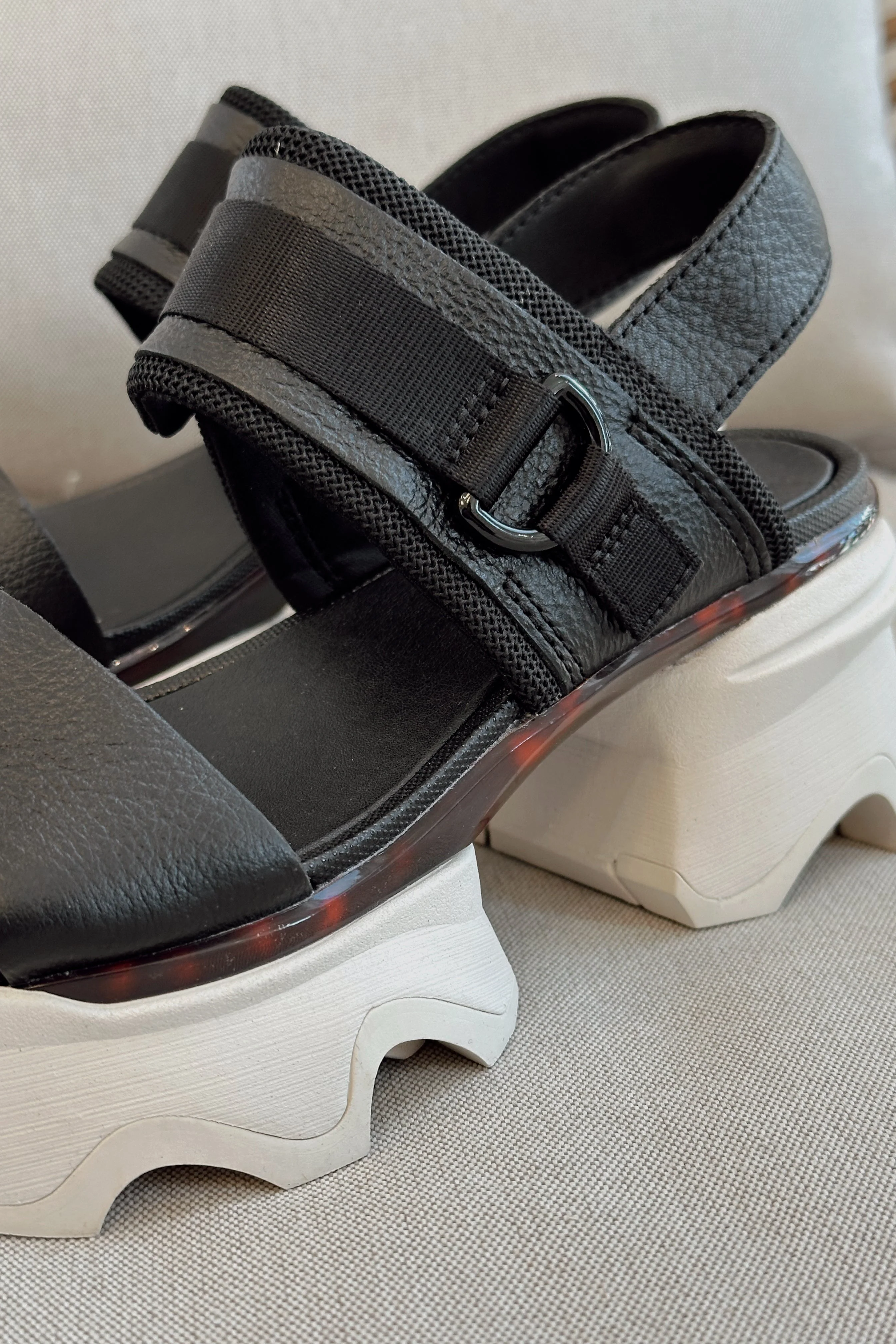 Sorel Kinetic Impact Slingback Black & Chalk Heel Sandal - Image 3