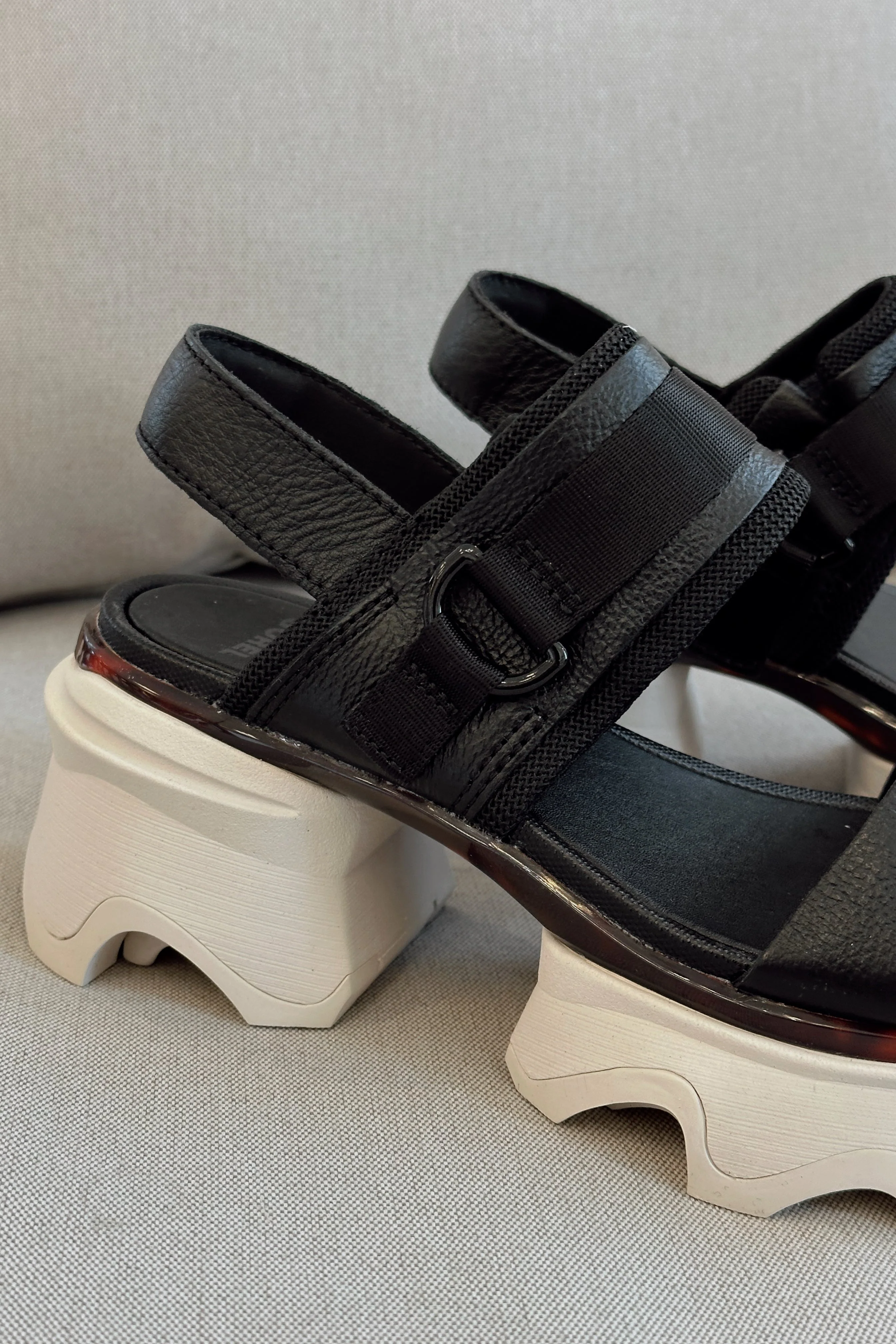 Sorel Kinetic Impact Slingback Black & Chalk Heel Sandal - Image 4