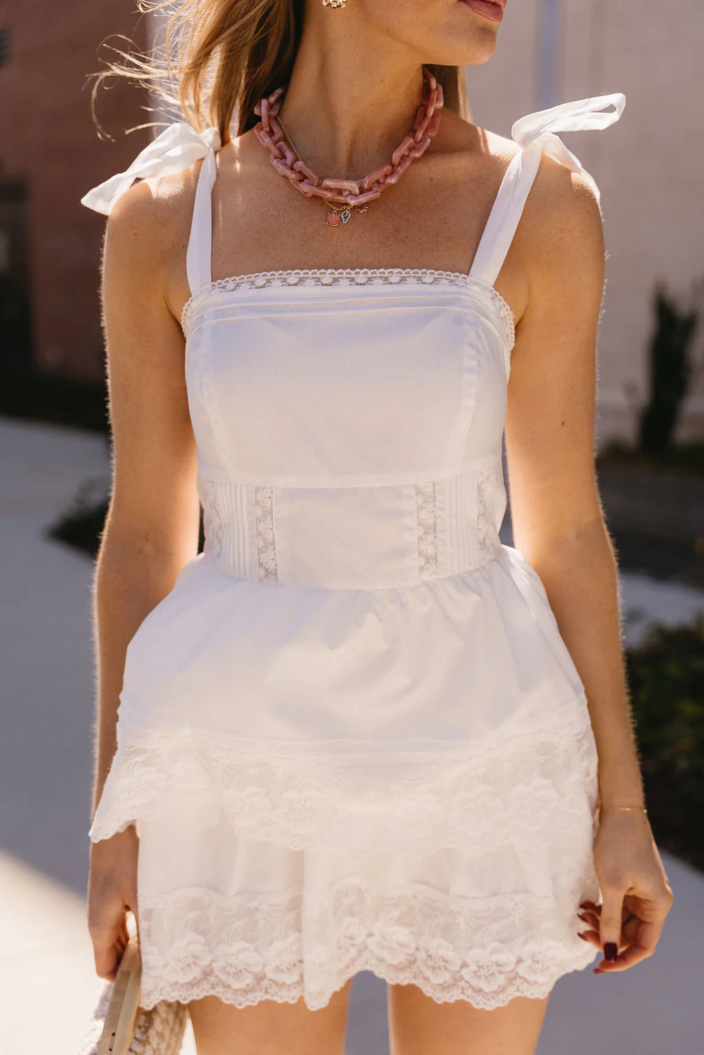 Kinley White Lace Tiered Mini Dress - Image 2