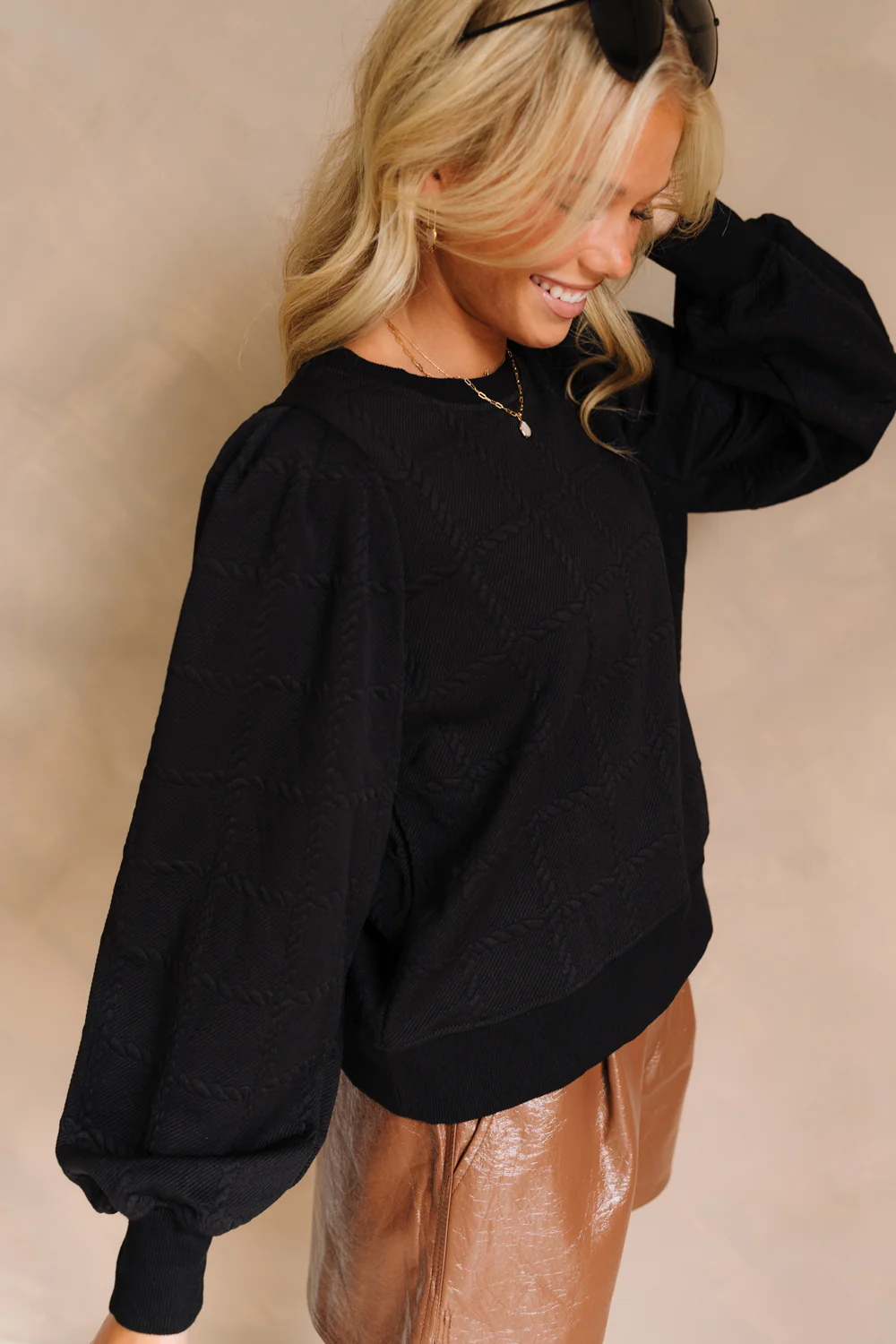 Kira Black Long Sleeve Top - Image 4