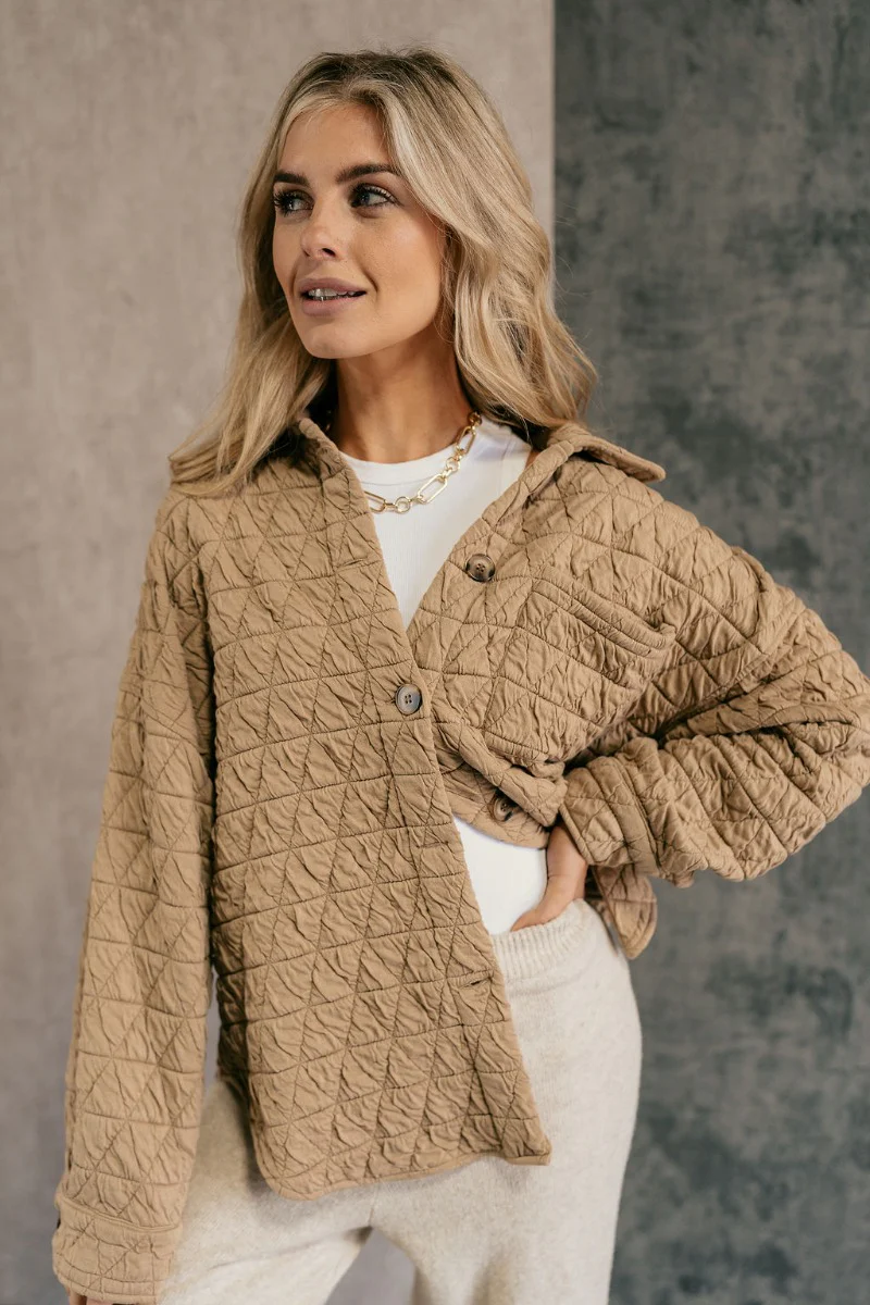 Kira Taupe Quilted Shacket