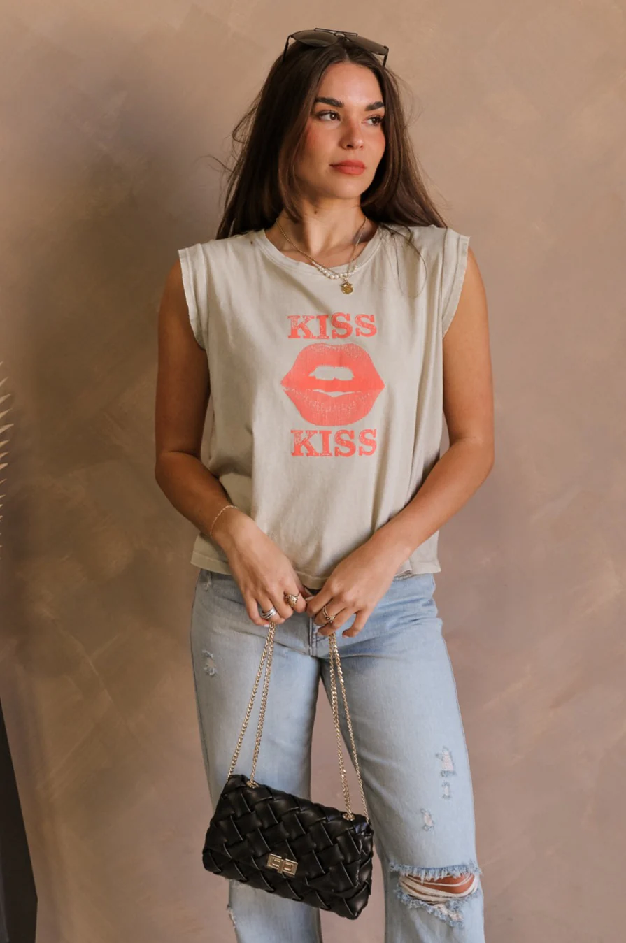 Kiss Stone Taupe Graphic Top - Image 6