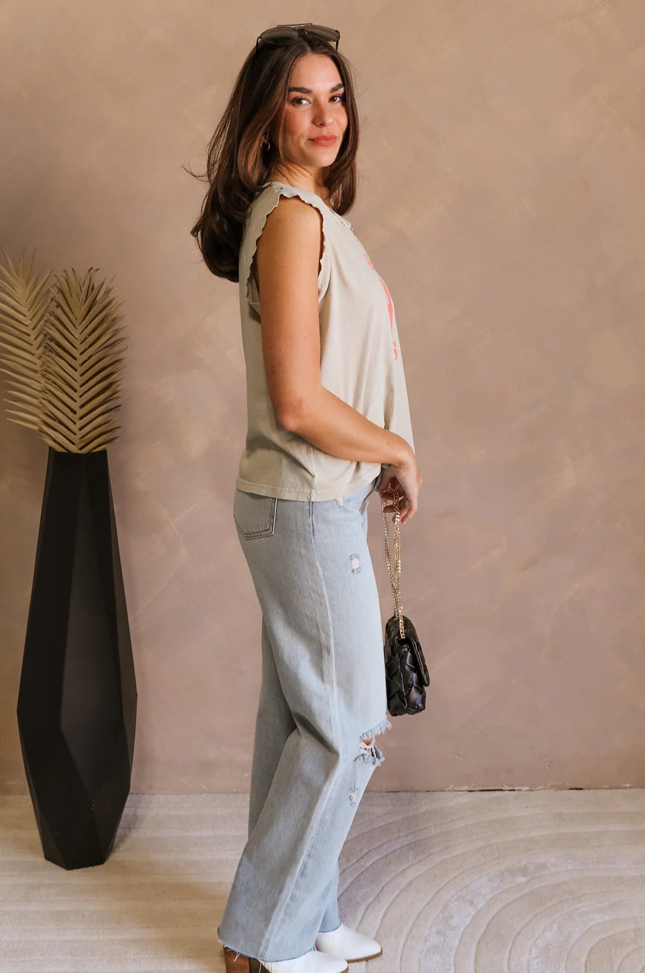 Kiss Stone Taupe Graphic Top - Image 7