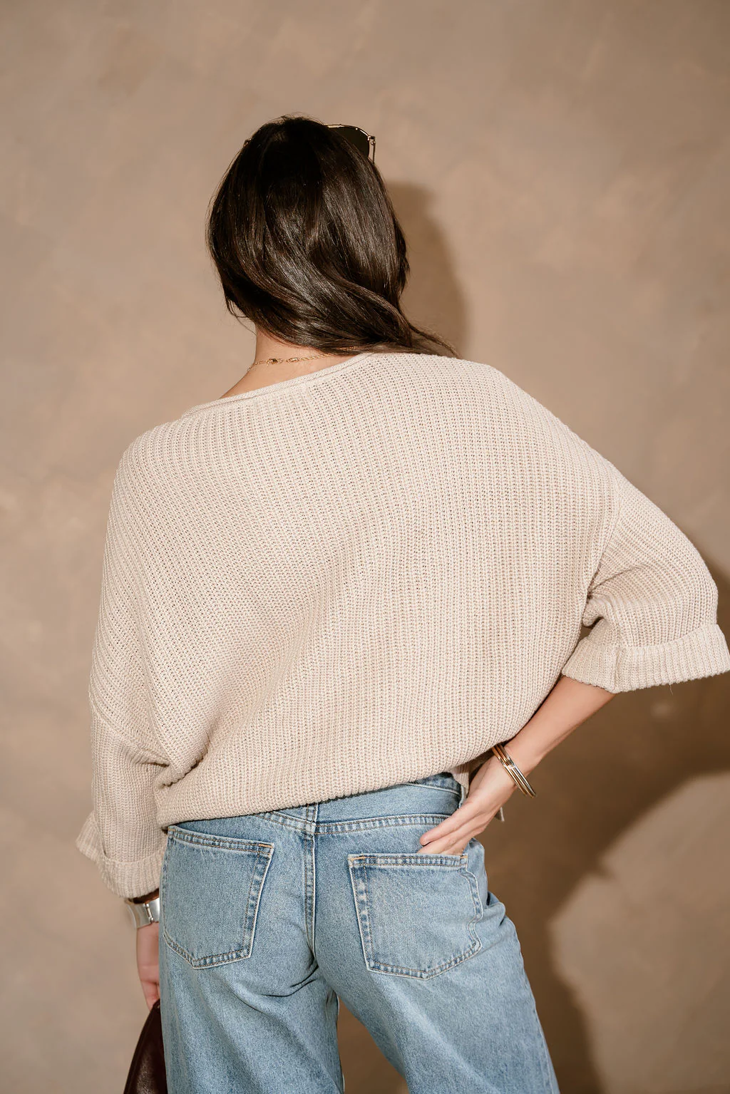 Kitt Beige 3/4 Sleeve Sweater - Image 6