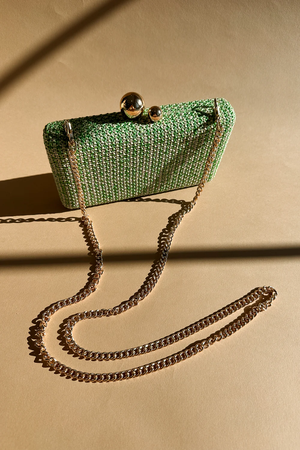 Klara Green & Natural Woven Purse