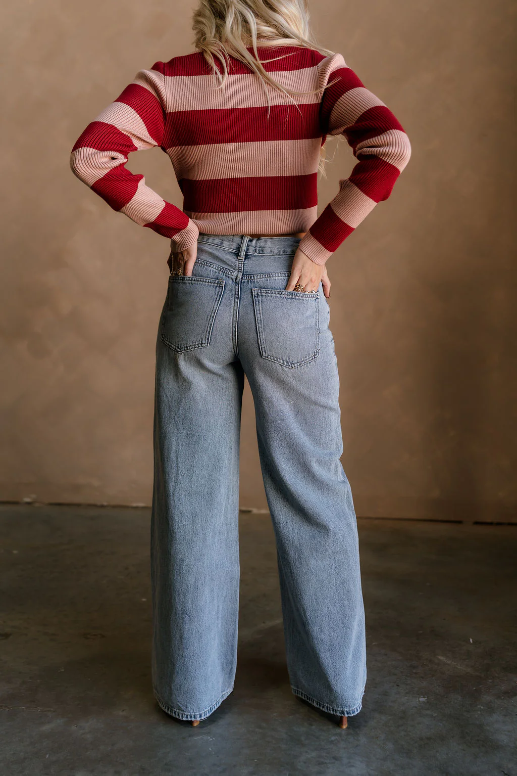 Kora Denim Drawstring Tie Wide Leg Jeans - Image 4