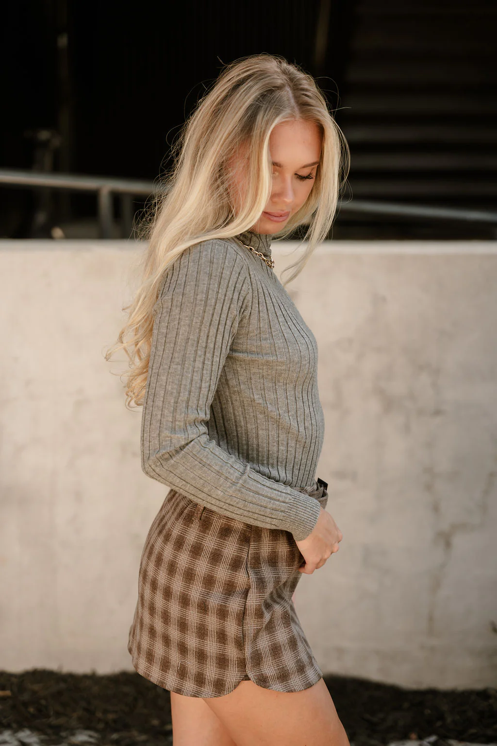 Kora Heather Grey Ribbed Knit Top - Image 3