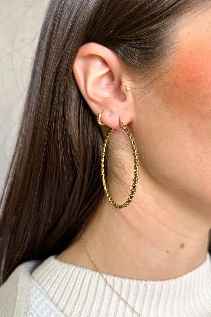 Kristen Gold Rope Closed Hoop - Image 2