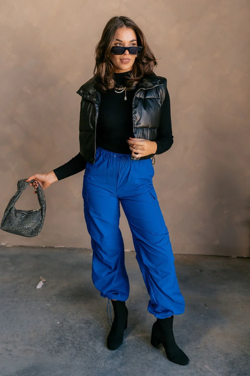 Kyla Royal Parachute Cargo Pants