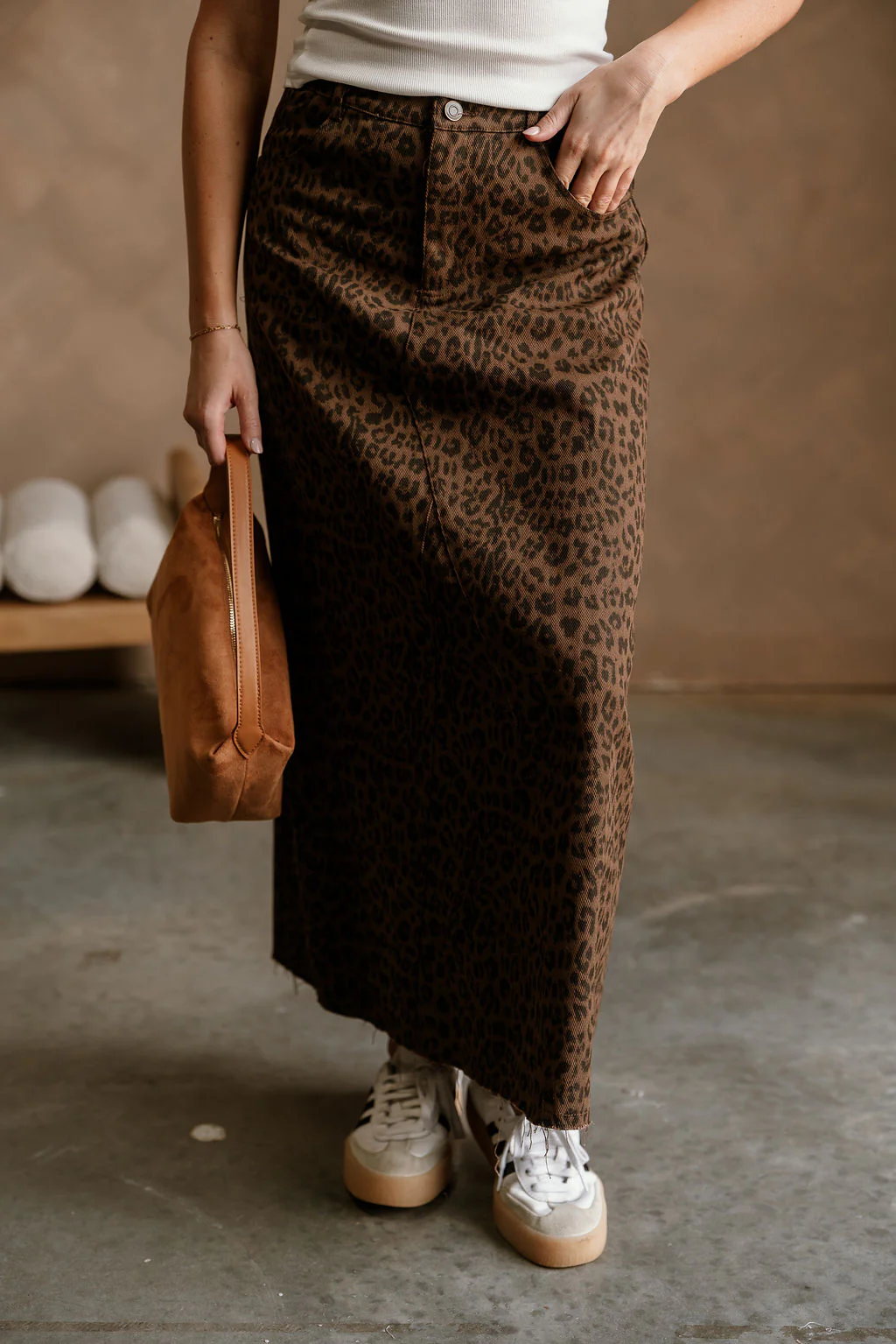 Kylee Cheetah Denim Midi Skirt - Image 4