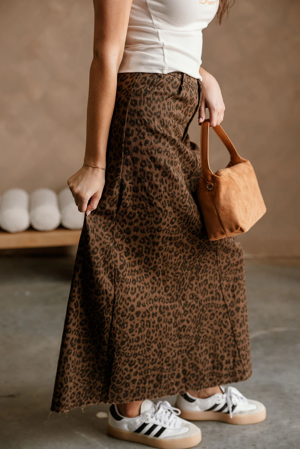 Kylee Cheetah Denim Midi Skirt - Image 5