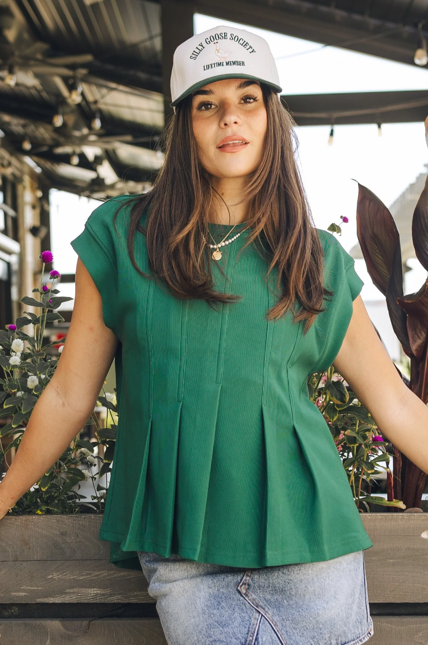 Kylee Green Pleated Top