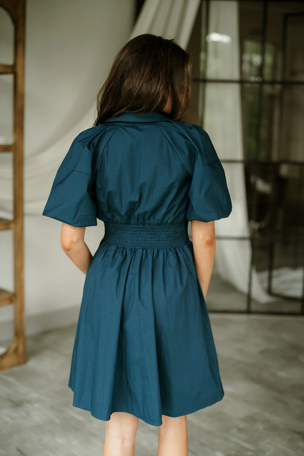 Kyleigh Teal Zip-Up Short Sleeve Mini Dress - Image 7