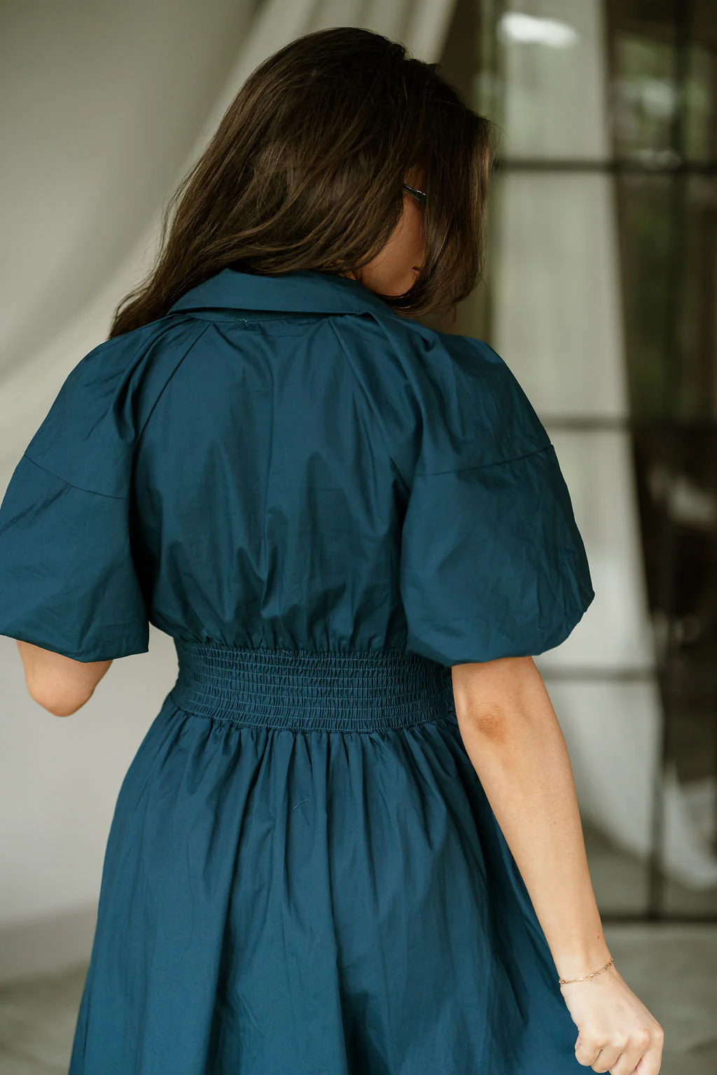Kyleigh Teal Zip-Up Short Sleeve Mini Dress - Image 8