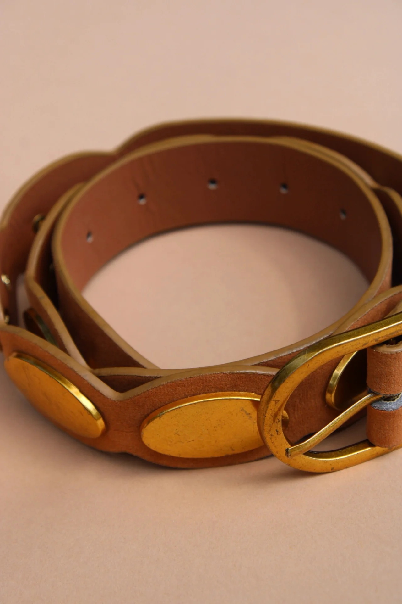 Kylie Brown Suede Scalloped Medallion Belt