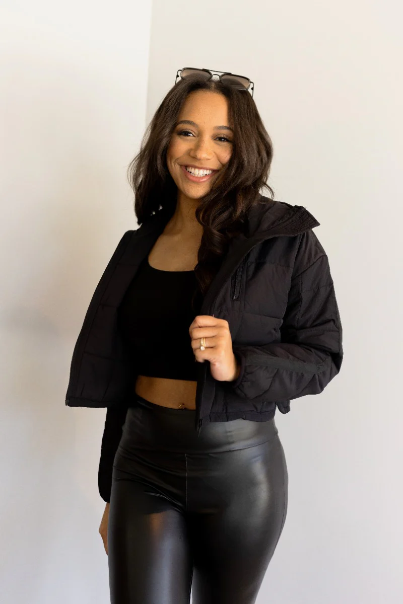 Kyra Black Cropped Puffer Jacket