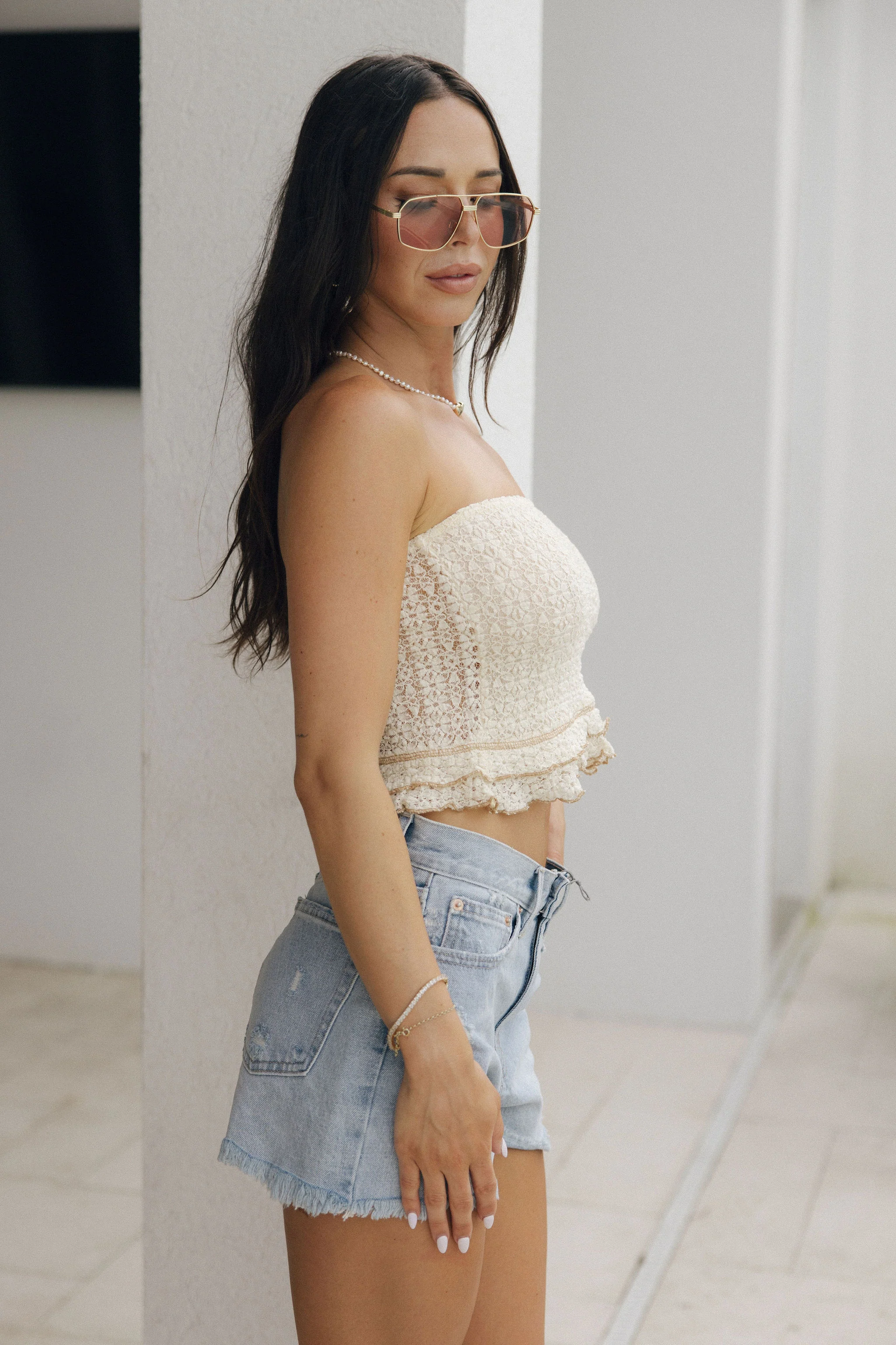 Kyra Cream Lace Tube Top - Image 2