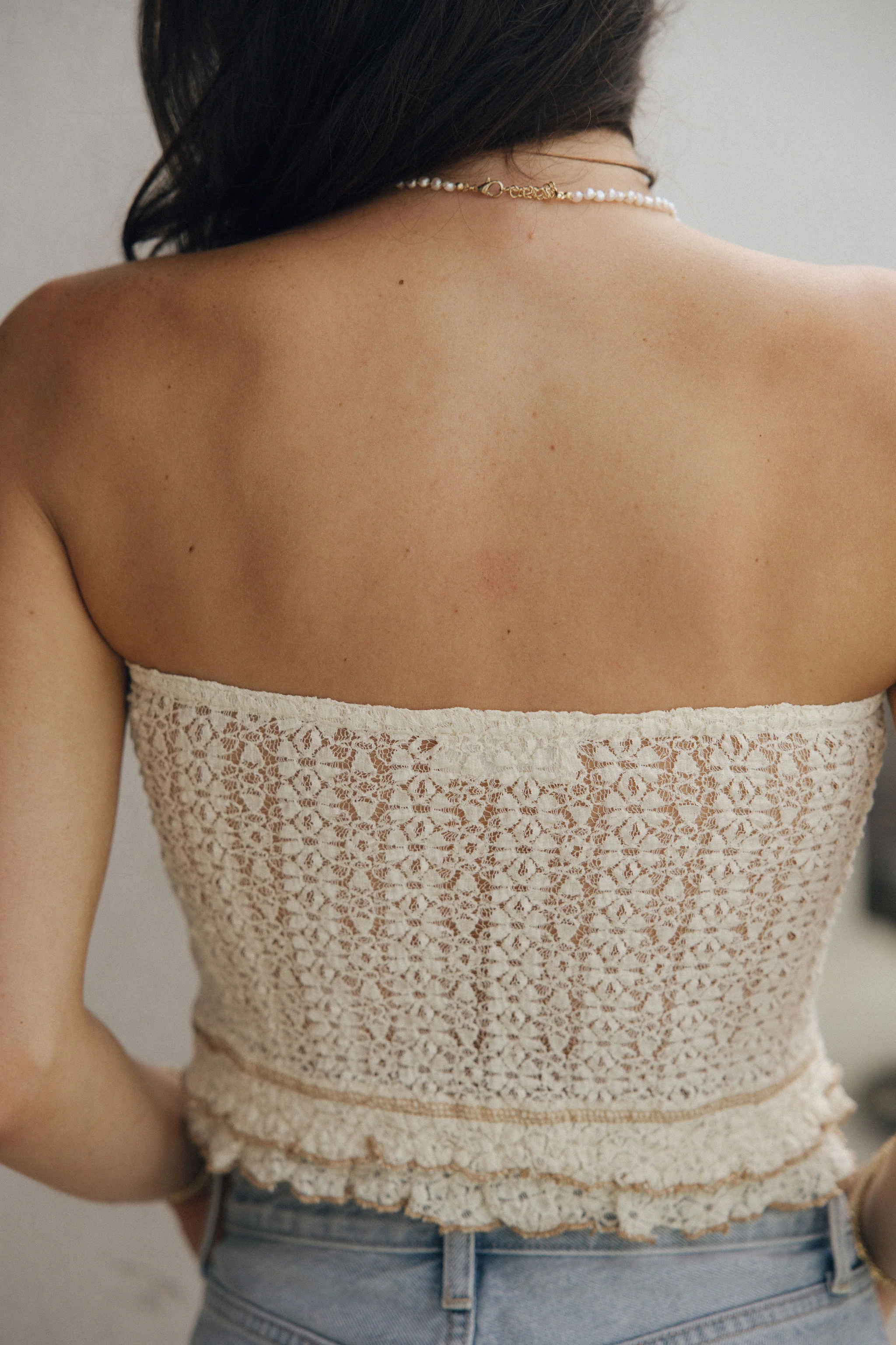 Kyra Cream Lace Tube Top - Image 3
