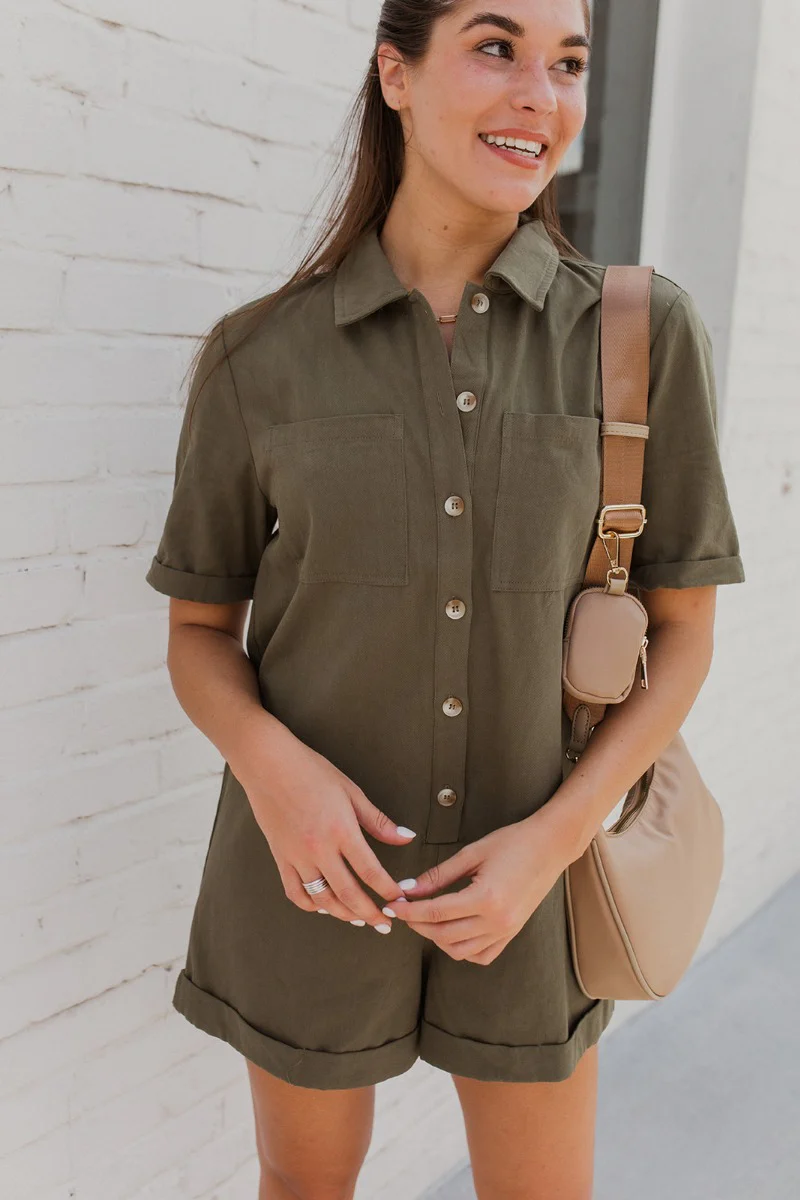 Lady May Romper In Olive