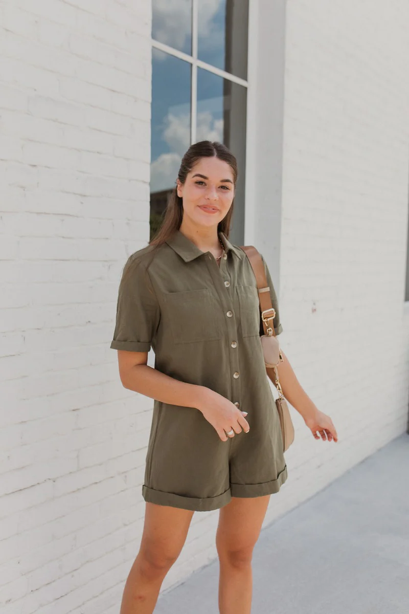 Lady May Romper In Olive - Image 3