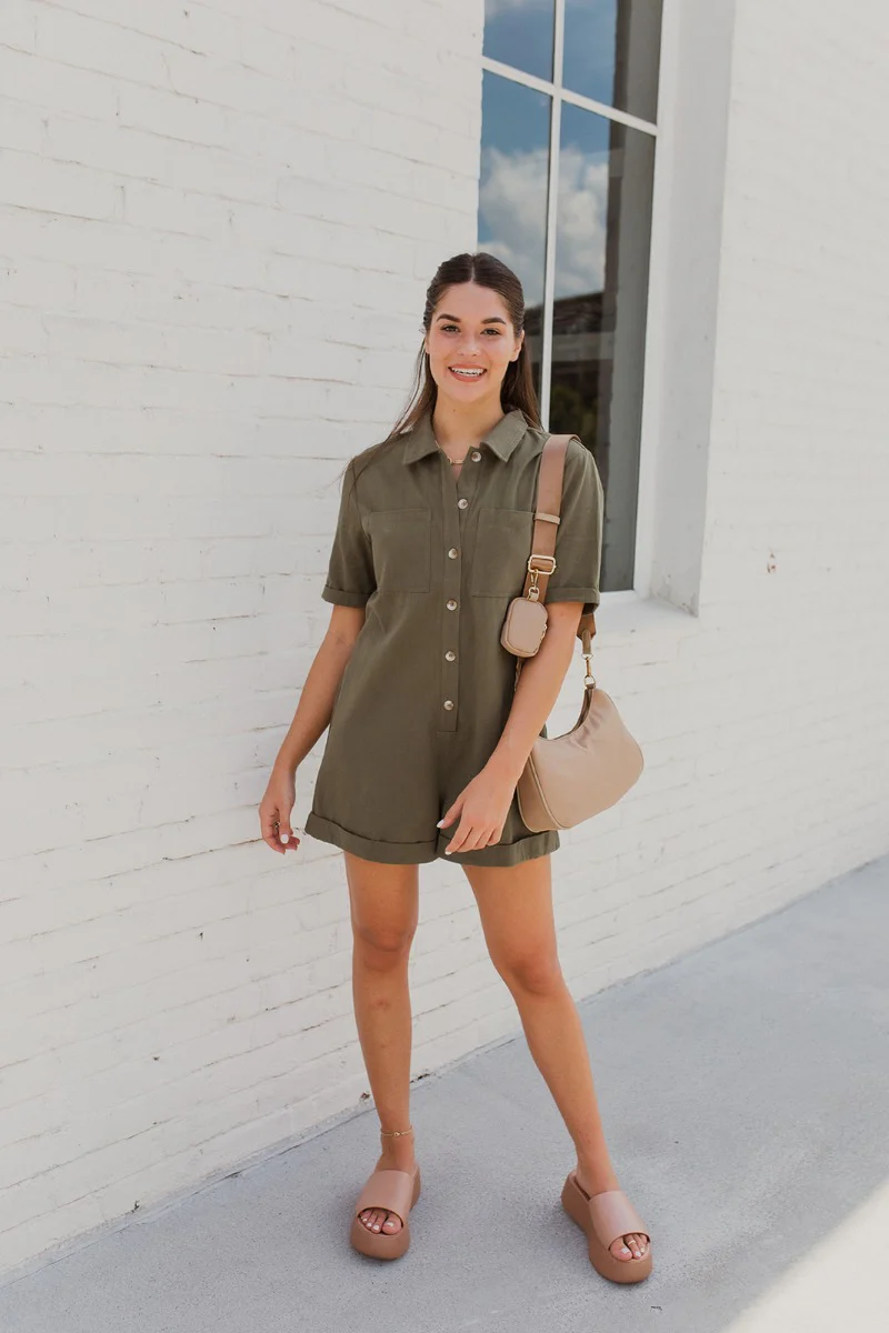 Lady May Romper In Olive - Image 4
