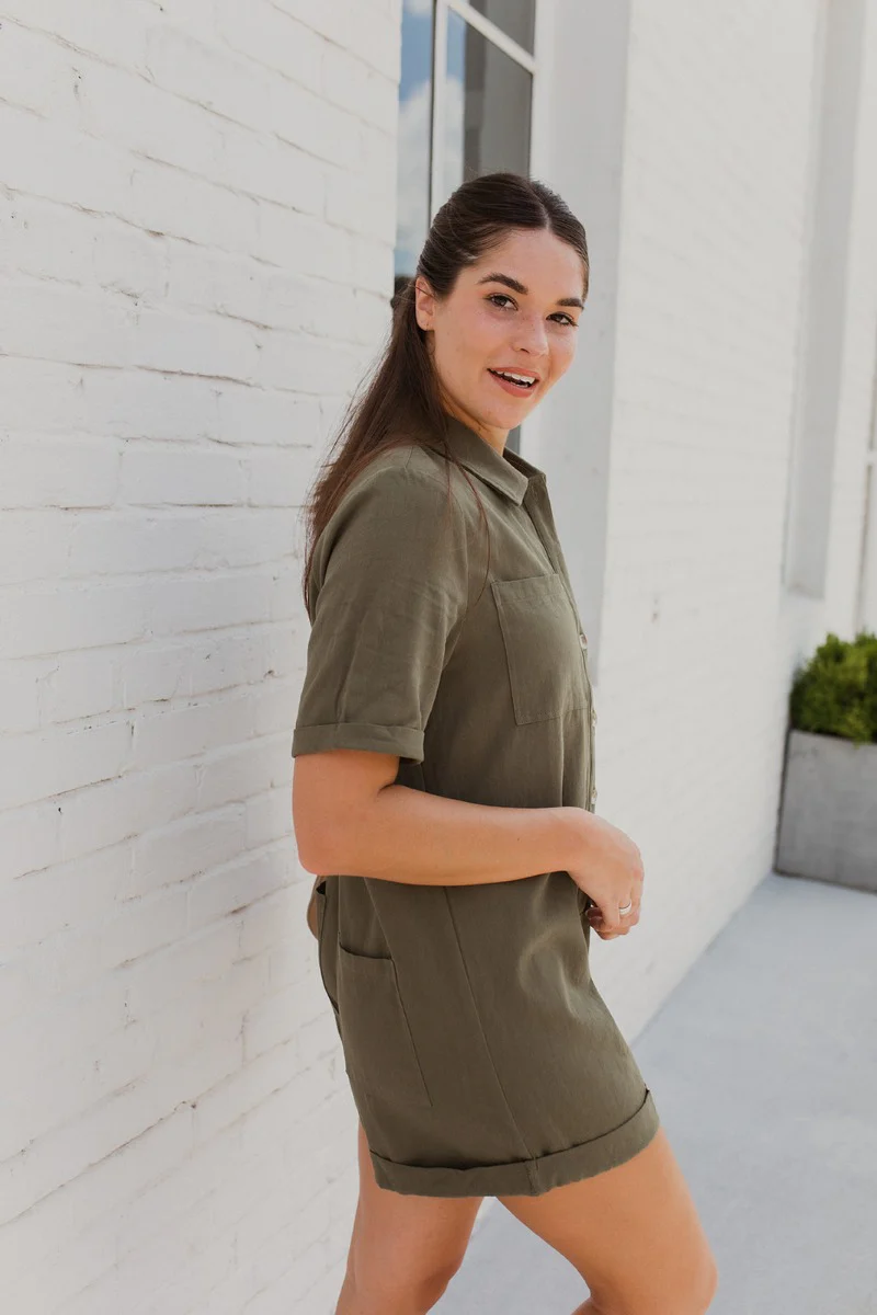 Lady May Romper In Olive - Image 5
