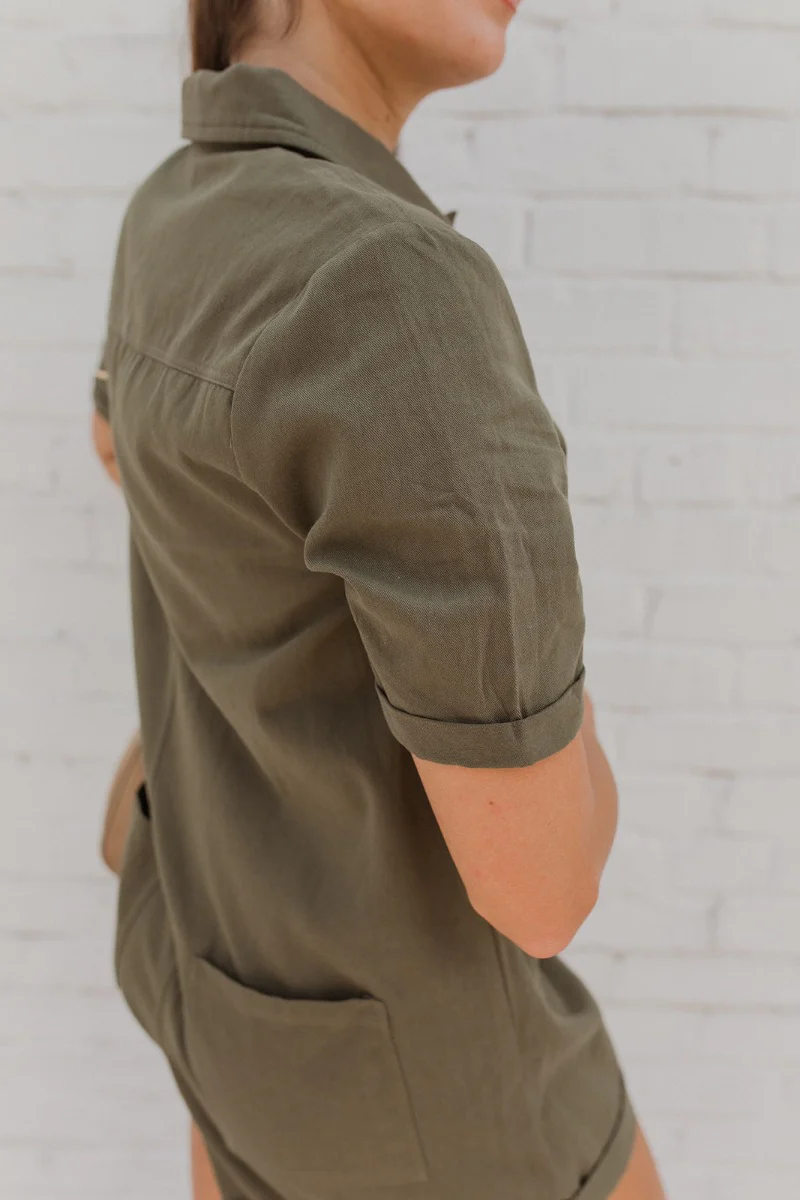 Lady May Romper In Olive - Image 6